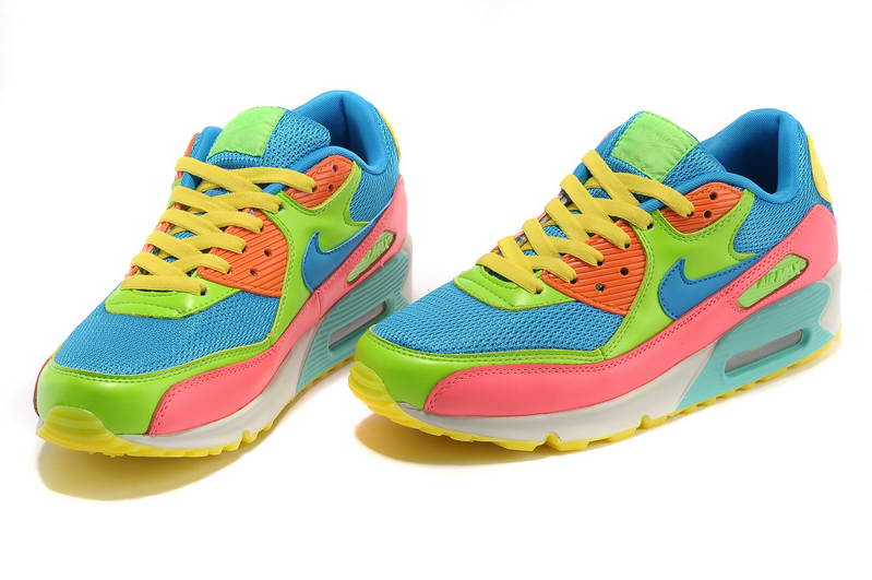 Nike Air Max 90 Mens arc Chaussures Bleu Vert Rose (2)